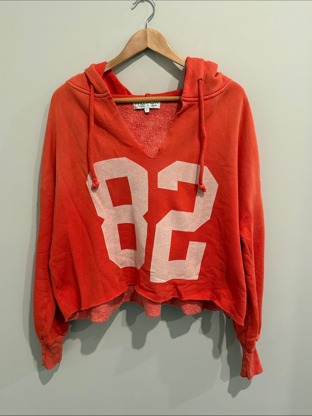 Wildfox Red Hooded Sweatshirt with White '82' Graphic